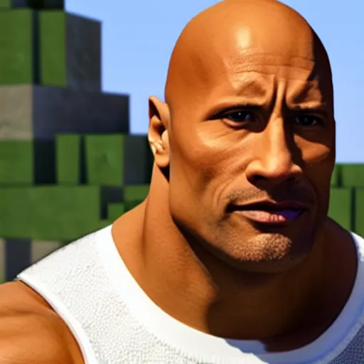 Image similar to dwayne johnson skin in minecraft