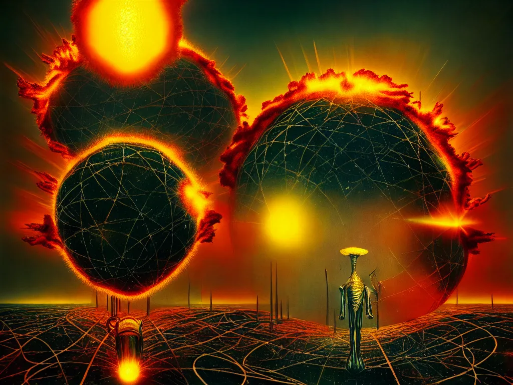 Image similar to highly detailed photo of atomic explosion, trending on deviantart, neo surrealism, sharp focus, a lot of little details, octane, masterpiece, art by max ernst