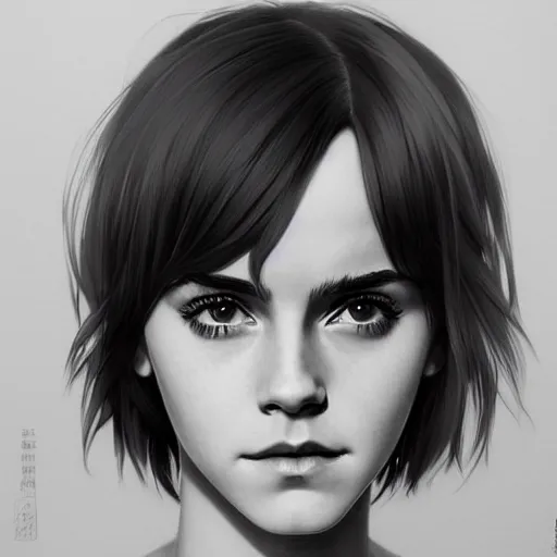 Image similar to emma watson portrait as manga girl, realistic shaded perfect face, fine details. anime. realistic shaded lighting poster by ilya kuvshinov katsuhiro otomo ghost - in - the - shell, magali villeneuve, artgerm, jeremy lipkin and michael garmash and rob rey