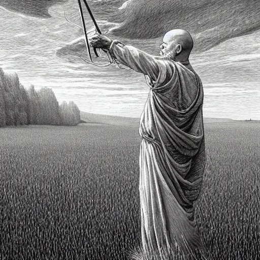 Image similar to walter white as god decending upon a golden field of wheat, trending on artstation, gustave dore, renaissance art, hyper detail, bloom, painting