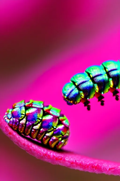 Image similar to high quality close-up photo pearlescent caterpillar! gorgeous highly detailed hannah yata elson peter cinematic pink lighting high quality low angle hd 8k sharp shallow depth of field