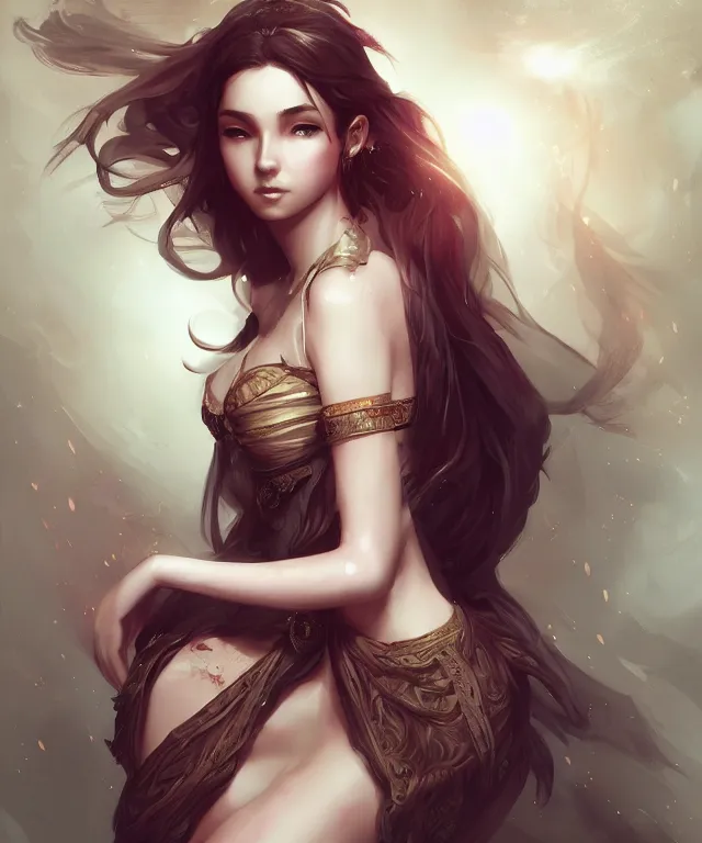 Prompt: full body photo of harem girl by charlie bowater and titian and artgerm, intricate, face, highly detailed 8 k, intricate, lifelike, soft light, cinematic lighting, featured on artstation