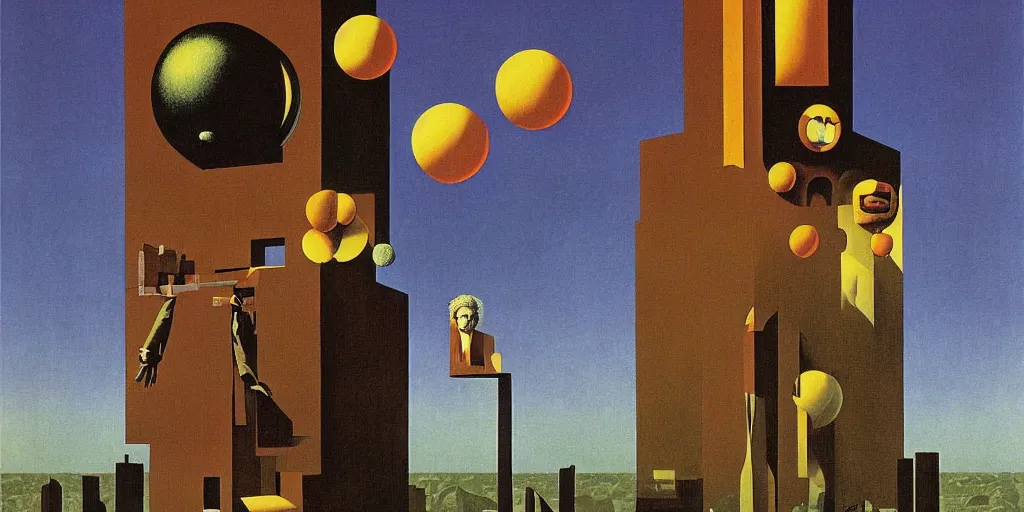 Prompt: Bauhaus Poster by Richard Corben, by by René Magritte, surrealism, gothic, baroque