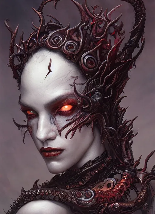 Image similar to a hyper detailed face portrait of the queen of blades, diablo 4 lilith, sideshow figurines, cthulu, by tom bagshaw, artgerm, dorian cleavenger, greg rutkowski, wlop, astri lohne, zdzisław beksinski trending on artstation