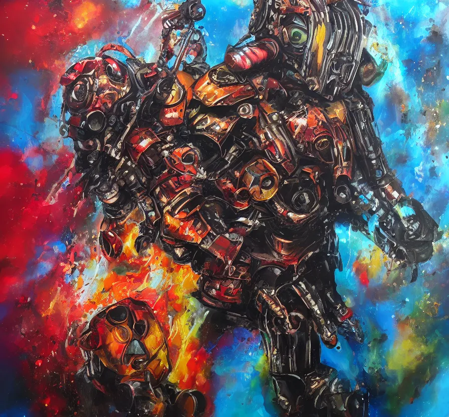 Prompt: exterminatus on earth, painting on canvas, acrylic painting, acrylic pouring, painting, influencer, artstation