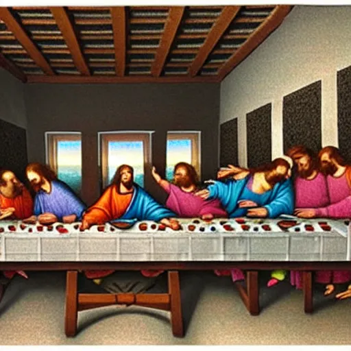 Image similar to a photo of the last supper, highly detailed photorealistic