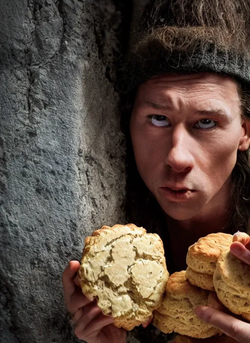 Prompt: closeup portrait of a troll eating biscuits in the dungeon , depth of field, zeiss lens, detailed, symmetrical, centered, fashion photoshoot, by Annie Leibovitz and Steve McCurry, David Lazar, Jimmy Nelsson, Breathtaking, 8k resolution, extremely detailed, beautiful, establishing shot, artistic, hyperrealistic, beautiful face, octane render