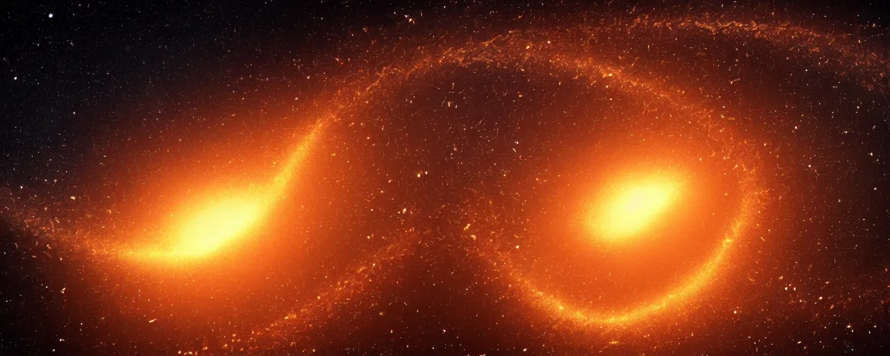 Image similar to The sinuous expansion of the Universe starting from the hot dense state of matter known as the big bang explosion. Cinematic view, 8K resolution, hyper realistic, bokeh effect, volumetric lighting