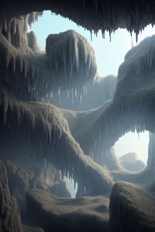 Prompt: a ultra - realistic massive volume cave : 5, ; right coloured stalactites : 4 ; miniature futuristic city : 8, open plains : 2, mysterious clouds : 2, highly symmetrical, a pterodactyl flying in a huge perfect glass sphere, octane render hd, 4 k, ultra - realistic, in unreal engine, trending on artstation, concept art