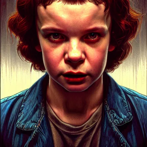 Image similar to portrait painting of joseph quinn eddie munson from stranger things as a vampire, ultra realistic, concept art, intricate details, eerie, highly detailed, photorealistic, octane render, 8 k, unreal engine. art by artgerm and greg rutkowski and charlie bowater and magali villeneuve and alphonse mucha