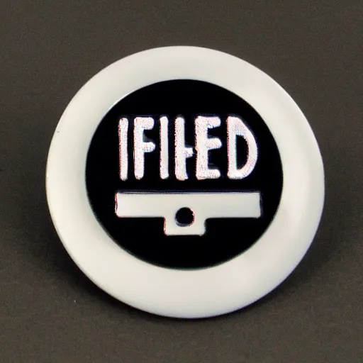 Image similar to a photo of a retro minimalistic clean fire warning enamel pin, studio lighting, flickr