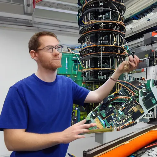 Image similar to Linus from Linus Tech Tips showing how to put together a super-collider