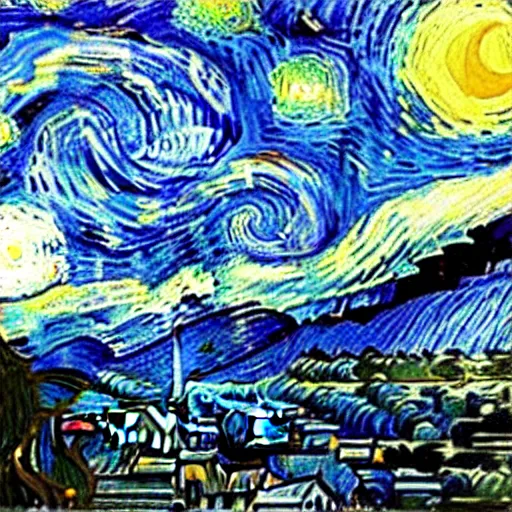 Prompt: starry night in the style of van gogh - 9