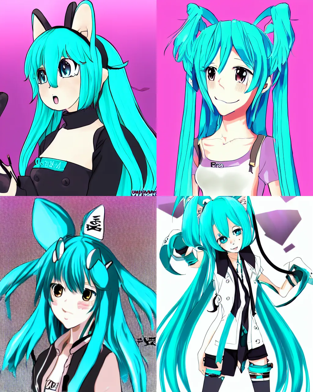 Prompt: furry version of hatsune miku, pixiv anime style