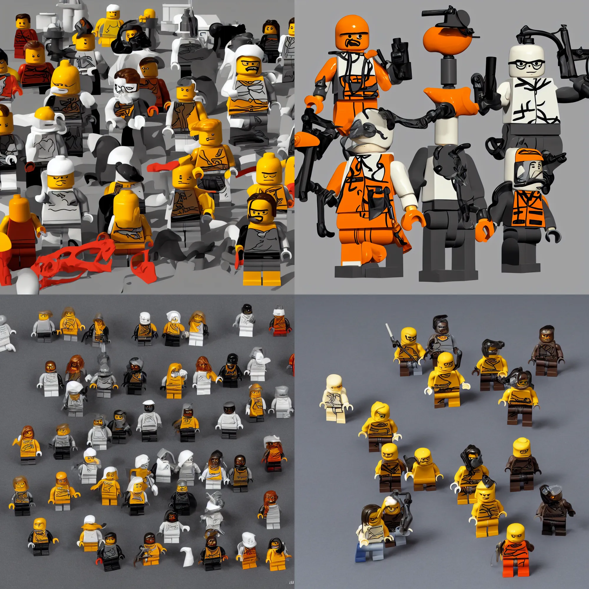 Prompt: Gordon Freeman from Half-Life video game as a Lego Minifigures, studio photo, product photo, realistic, white background