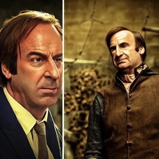 Image similar to saul goodman and a rooster in a medieval torture chamber, scary torture devices in the background, horror movie, saul goodman, rooster, real life photo, detailed face