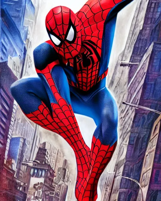 Image similar to spider - man ( 2 0 2 0 ), airbrush, drew struzan illustration art, key art, movie poster