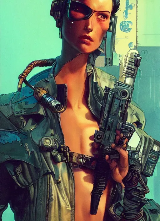 Image similar to cyberpunk mercenary. portrait by mœbius and will eisner and gil elvgren and pixar. realistic proportions. cyberpunk 2 0 7 7, apex, blade runner 2 0 4 9 concept art. cel shading. attractive face. thick lines.