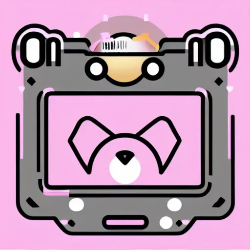 Image similar to a cute pink fluffy vector podcast logo of a streaming bear, golden ratio, iconic, award winning, line art, bold, playful