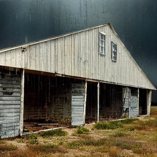 Image similar to an abandoned store's exterior in the middle of nowhere, by william christenberry, ultra detailed, rainy, beautiful