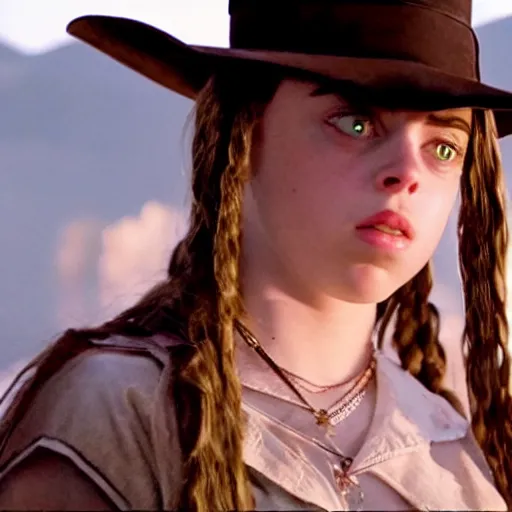 Image similar to movie still of billie eilish as indiana jones