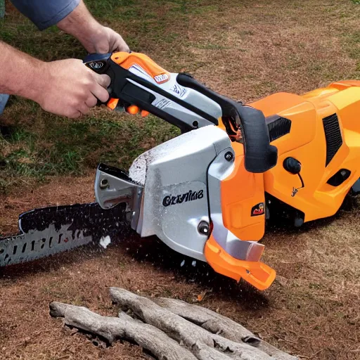 Prompt: Advertising photo of Baby's First Chainsaw.