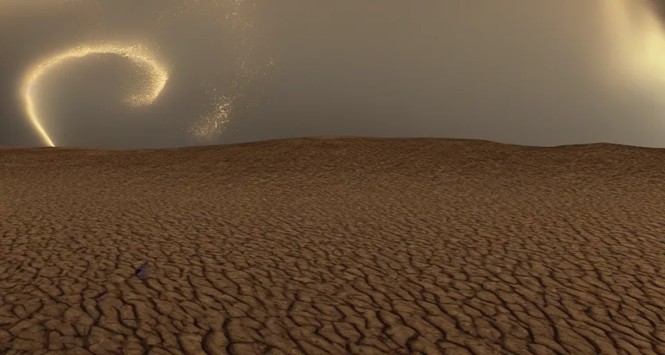 Image similar to a monster that is a tornado of sand over the desert, 4 k, hyper detailed, photorealistic