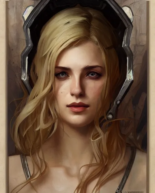 Image similar to '' Portrait of Beautiful blonde Slavic woman in her early 30’s, league of legends, LOL, fantasy, d&d, digital painting, artstation, concept art, sharp focus, illustration, art by greg rutkowski and alphonse mucha ''