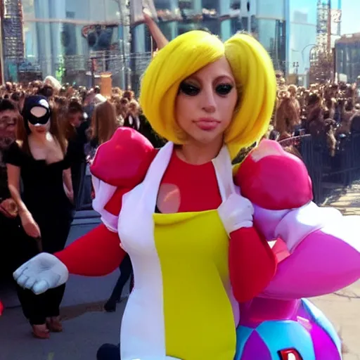 Prompt: lady gaga super mario cosplay