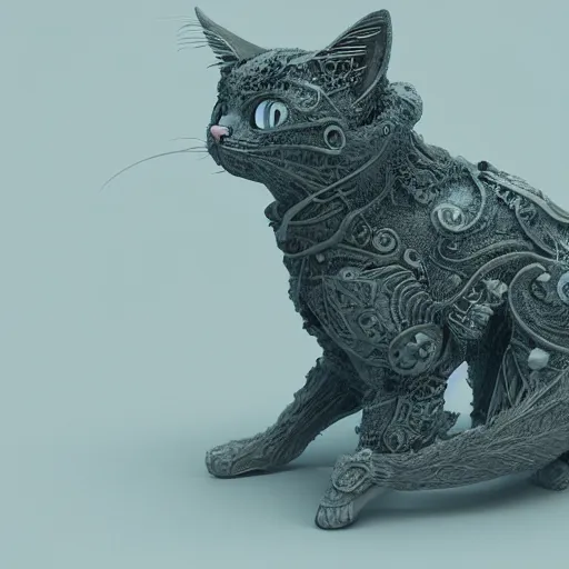 Prompt: a beautifull intricate cute 3 d cat made of fractal, unreal engine, by octane render by ellen jewett