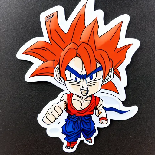 Image similar to die cut sticker, goku with a strawhat, splatter paint