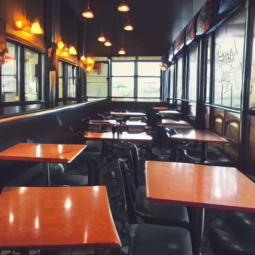 Image similar to first person perspective picture of arms on table, wafflehouse