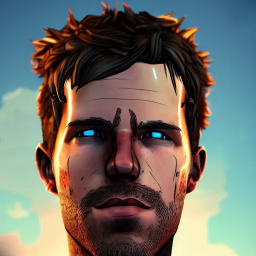 Image similar to sebastian vettel portrait, borderlands, tales from the borderlands, the wolf among us, comic, cinematic lighting, studio quality, 8 k