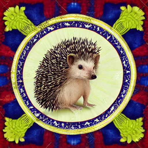 Image similar to hedgehog wearing ukrainian vyshyvanka realistic photo