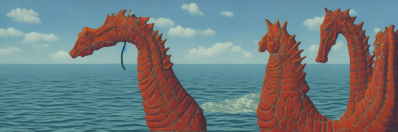 Image similar to sea horse painting magritte