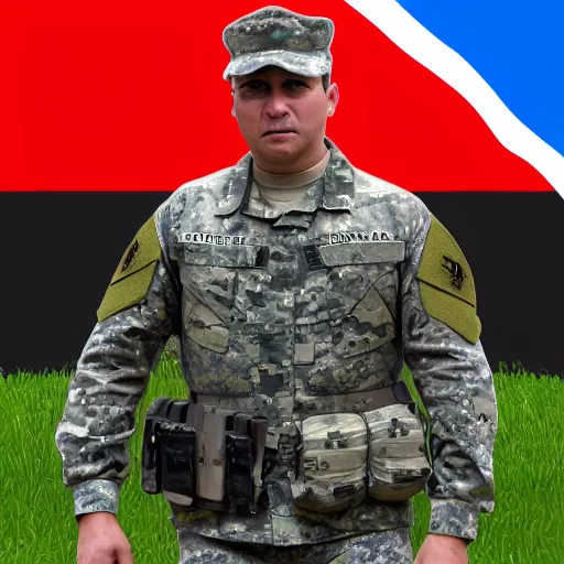 Prompt: bear as Army commander, special forces, Russian flag, realistic,