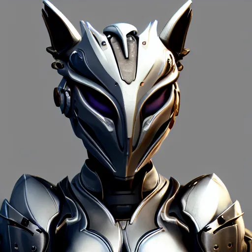 Prompt: close up bust of a cute stunning robot anthropomorphic female dragon, with sleek silver armor, a facial visor over the eyes, detailed digital art, furry art, anthro art, sci fi, warframe art, destiny art, high quality, 3D realistic, Furaffinity, Deviantart