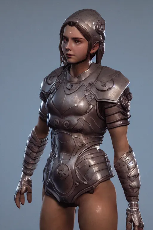 Image similar to а highly detailed sculpt of athletic girl in armor, concept design, cinematic light, featured on artstation, octane render, path tracing, sharp focus, 4 k.