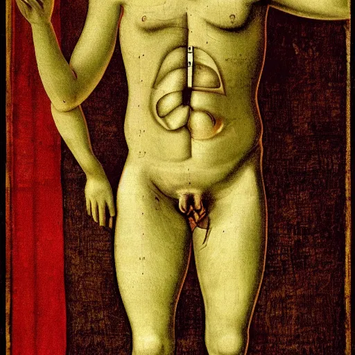 Image similar to poster of human gut, illustration by davinci