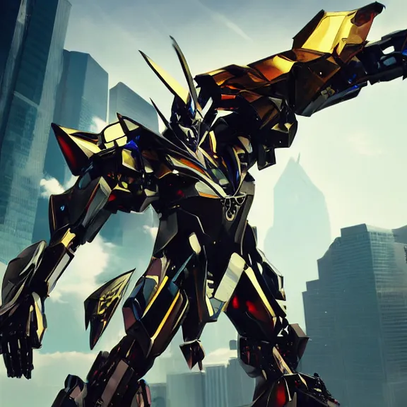 Prompt: cinematic full shot, of stunning giant beautiful godlike quadrupedal mecha dragon, sharp sleek edged black armor, shining gold accents around the edges, sharp mawshot, sleek OLED blue visor for eyes, sleek dragon legs, two massive wings that take up the frame, walking in busy neon city streets, epic shot, full body shot, highly detailed art, sci fi, furry, 8k HD, 3D realistic, warframe fanart, destiny fanart, furry art, dragon art, feral art, macro art, furaffinity, DeviantArt, sofurry