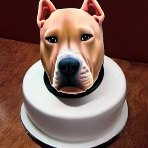 Image similar to pitbull as a cake, hyper realistic cake decoration