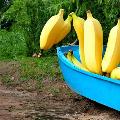 Prompt: friendly banana in a boat