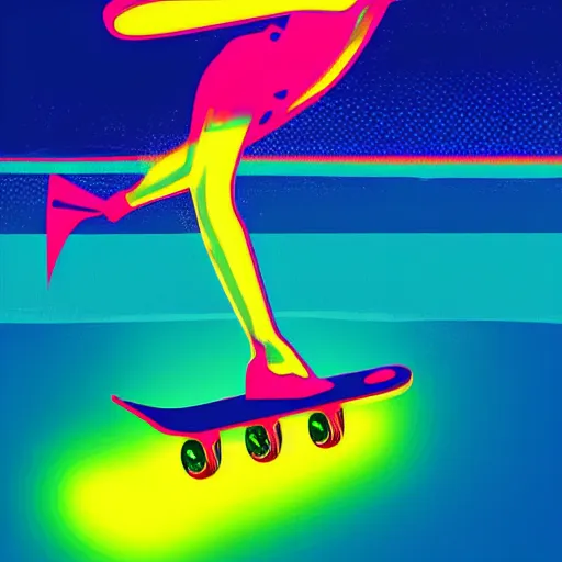 Image similar to skate in ocean. pop art, no duplicate image, glowing lights, ultra details, digital painting, artstation, concept art, smooth, sharp focus, illustration, intecrate details, art by richard hamilton and mimmo rottela, pixels art by kirokaze and paul robertson - h 7 6 8