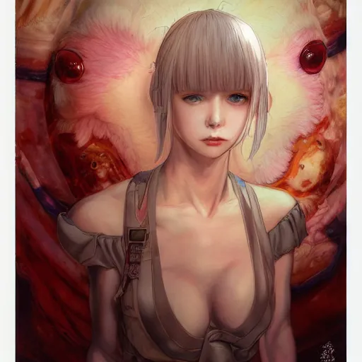 Image similar to prompt : ragnarok online stalker portrait soft light painted by james jean and katsuhiro otomo and erik jones, inspired by akira anime, smooth face feature, intricate oil painting, high detail illustration, sharp high detail, manga and anime 1 9 9 9