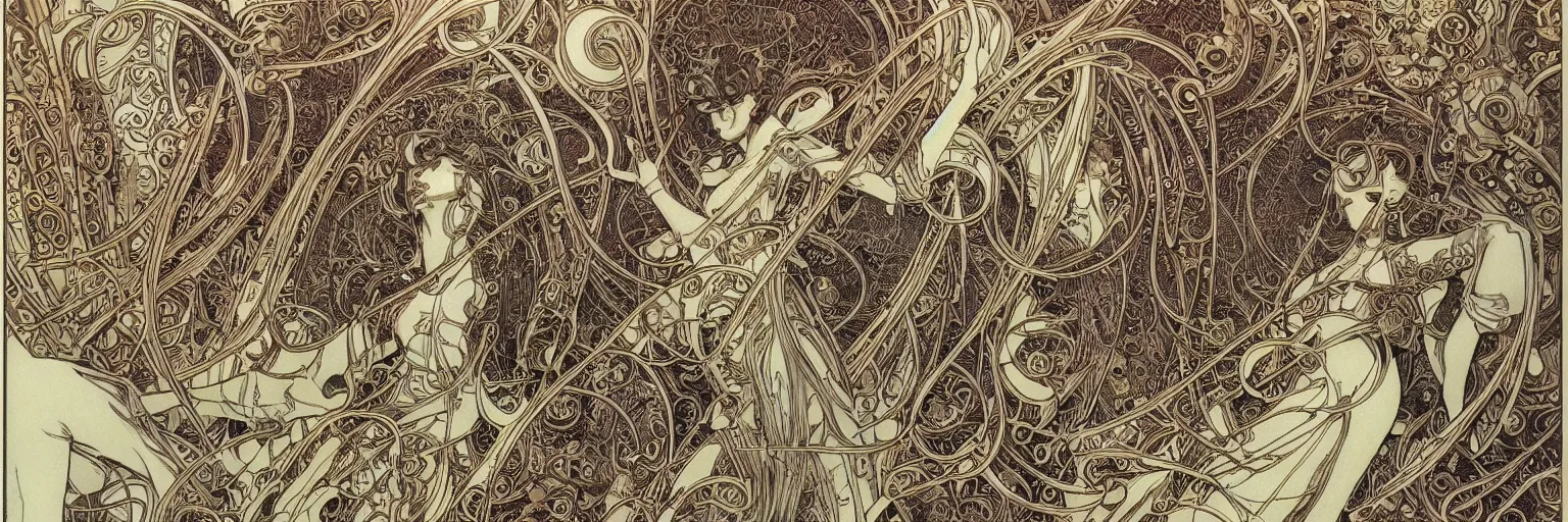 Prompt: art nouveau steelpunk frame and border designs only, no figures, no faces, no people, by travis charest, moebius and mucha, intricate, ornate, circuitry, gears, painted, extremely hyperdetailed, art deco, masterpiece, sharp focus, realistic technical details