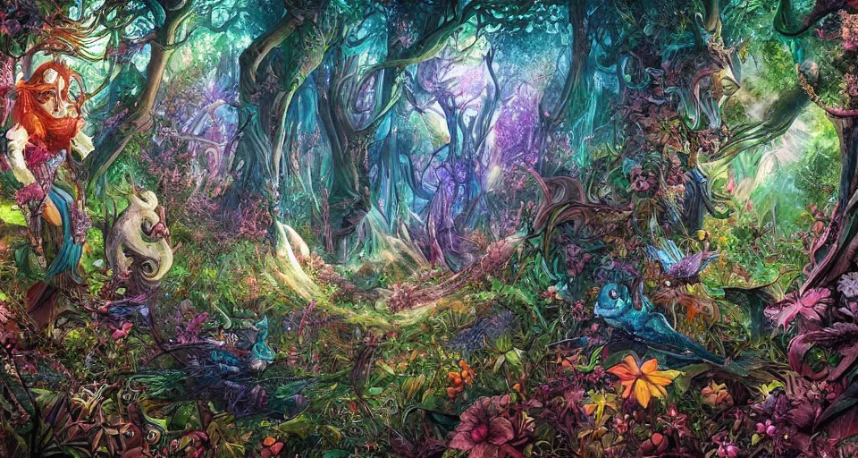 Image similar to Enchanted and magic forest, by Android jones,