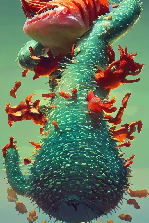 Image similar to 3 d render creature animal sushi cristal very big eye roots cactus elemental flush of force nature micro world fluo fishscale, comics gta 5 cover, official fanart behance hd artstation by jesper ejsing, by rhads, makoto shinkai and lois van baarle, ilya kuvshinov, ossdraws