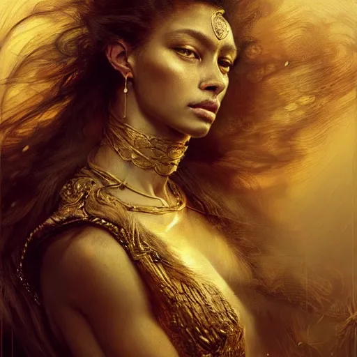 Prompt: highly detailed portrait of a majestic lioness queen in the form of a beautiful woman. d & d, art by augustus edwin mulready and ruan jia. trending on artstation, intricate details, energetic composition, golden ratio, concept art, illustration, elegant art