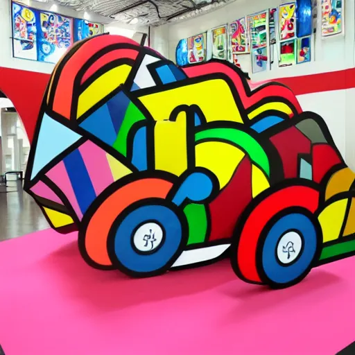 Prompt: war tank made of candy, by romero britto