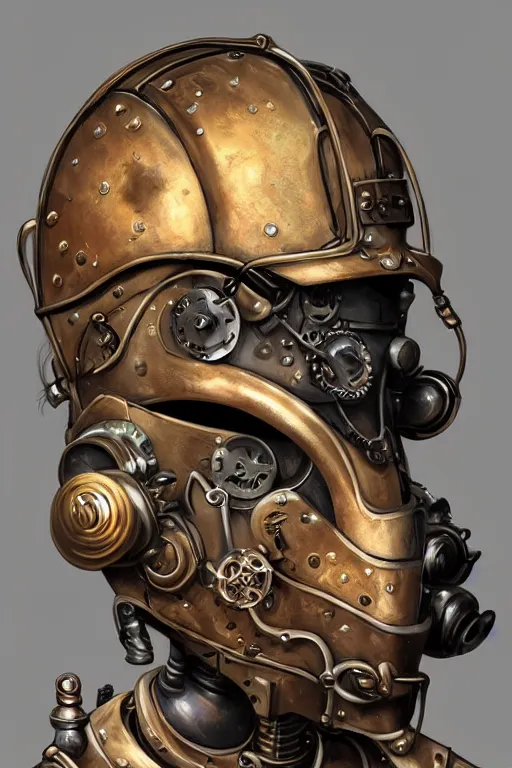 Image similar to steampunk helmet fantasy art mask robot ninja stylized digital illustration sharp focus, elegant intricate digital painting artstation concept art global illumination ray tracing advanced technology chaykin howard and campionpascale and cooke darwyn and davis jack